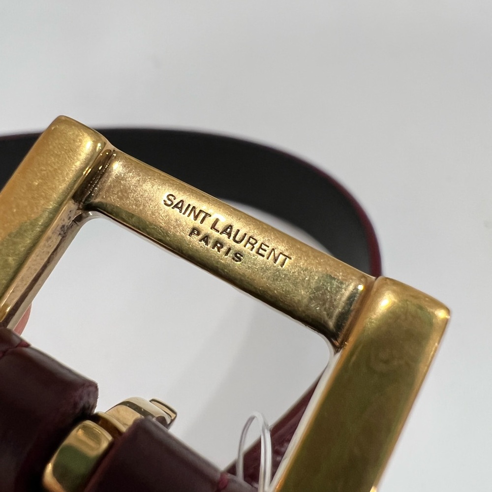 Saint Laurent Cassandre Thin Belt With Square Buckle In Shiny Leather - Picture 7 of 13